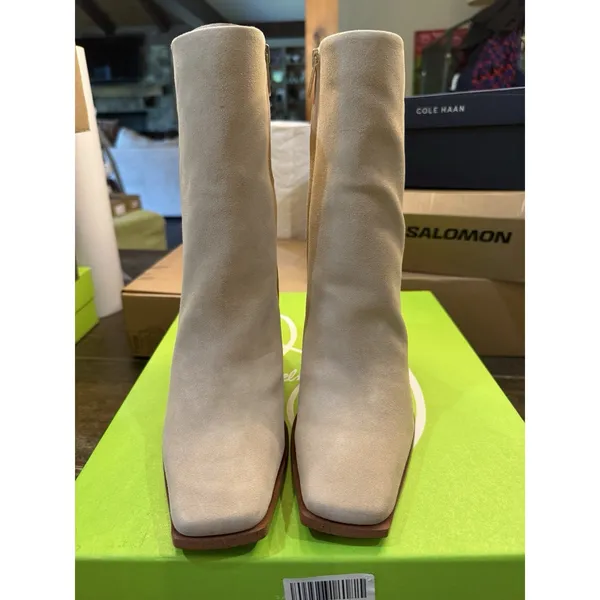 Sam Edelman Ivette Sesame Suede Side Zipper Square Toe Block Heel Boot Size 9.5‎ - Image 4