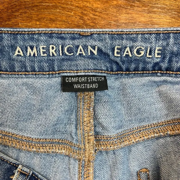 American Eagle Mom Jeans Womens 12 R Distressed‎ Light Blue Denim Casual - Image 12