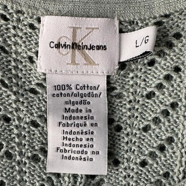 Calvin Klein Jeans Large Top Crochet Sleeveless Semi-Sheer Stretch Round Neck - Image 7