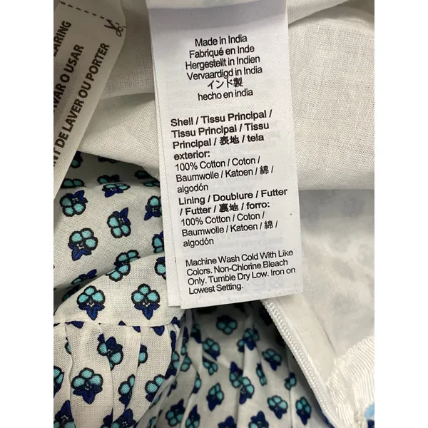 NEW J.Crew White Blue Floral High Waisted Boho Tiered A Line Midi Skirt Size M - Image 5