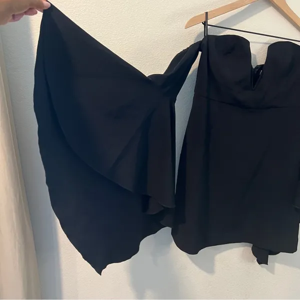 Nasty Gal Black Off The Shoulder Bell Sleeve Mini Fit &‎ Flare Dress Size M - Image 2