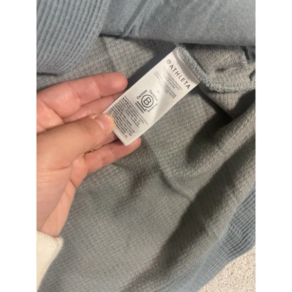 Athleta Sweater‎ Womens M Dusty Blue Hoodie Coaster Luxe Waffle Activewear - Image 6