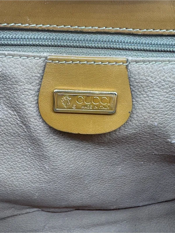 GUCCI Vintage GG Monogram Silk Jacquard Wristlet Clutch Brown - Image 10