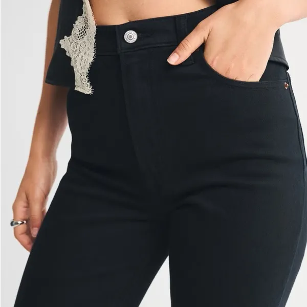 Abercrombie & Fitch Ultra High‎ Rise 90s Straight Jean in Black Size 24 or 00 - Image 4