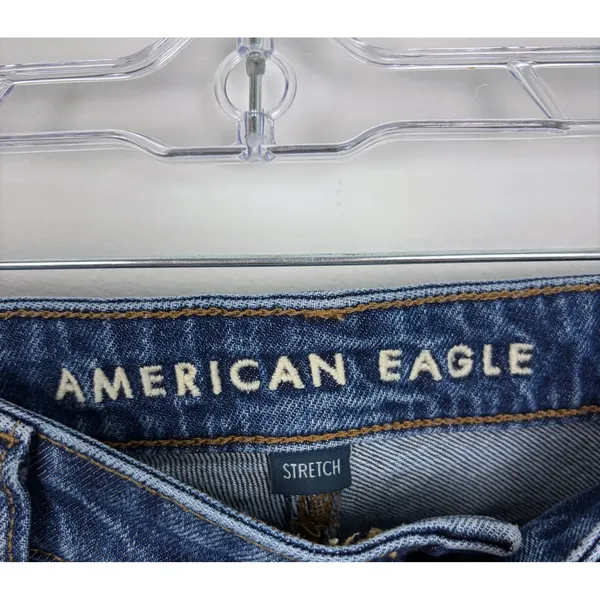 American Eagle Stovepipe Jeans Dark Wash Stretch High Waist Structured 0 Short - Image 5