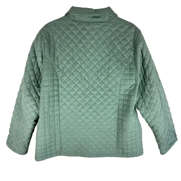 Cabela's‎ Green Collared Quilted Line Button Up Jacket Pockets Size XL - Image 3