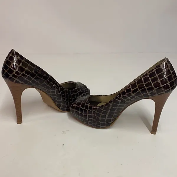 Qupid‎ | Crocodiles Embossed Open Toe Heels Size 8 A18 - Image 9