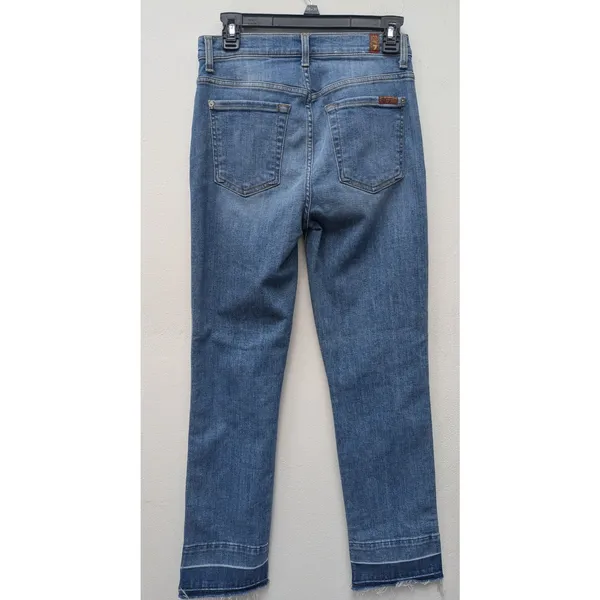 7 For All Mankind Women's Edie Jeans Crop Straight Leg High Rise Blue Denim S 27 - Image 8