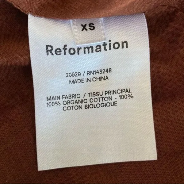 Reformation Bekkah Crocheted Lace Trim Organic Cotton Midi Dress in Cinnamon XS - Image 14