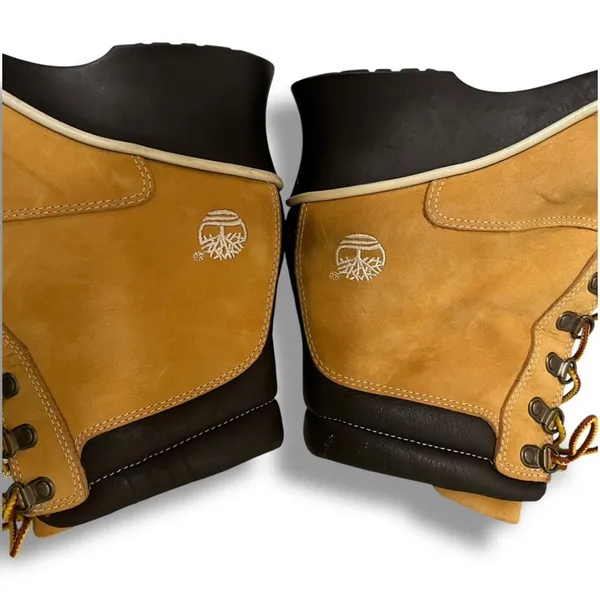 Timberland VTG Y2K wheat genuine leather lace up square toe wedge boots sz 8 - Image 5