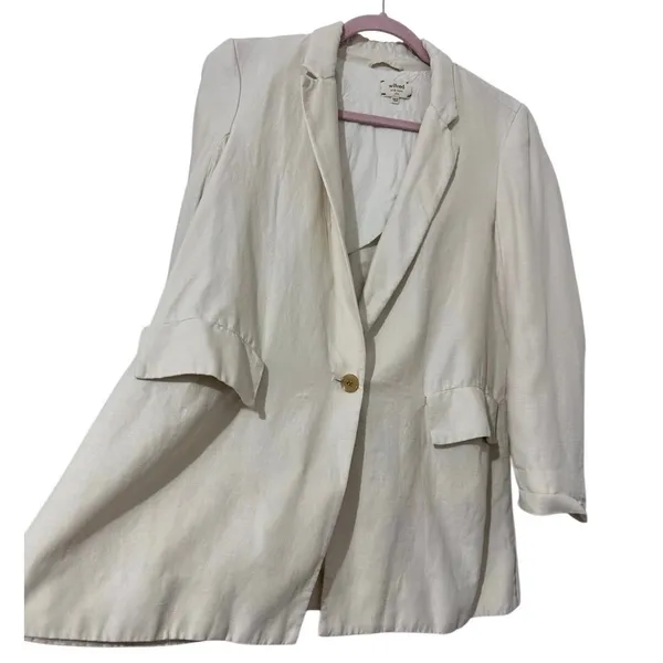 Aritzia Wilfred Linen Blazer Cream White Size 6 Summer Vacation‎ - Image 3
