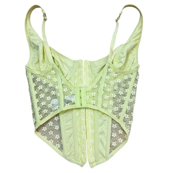 Urban Outfitters Out From Under Wildflower Lace Corset M Lime - Image 6