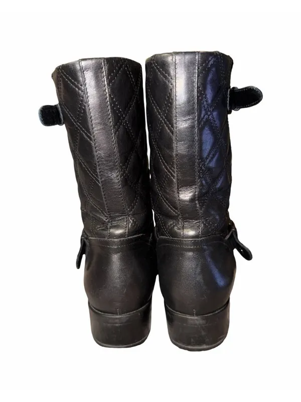 Aquatalia by Marvin K Italy Black Moto Leather Quilted Boots Size 8.5 Fall - Image 3