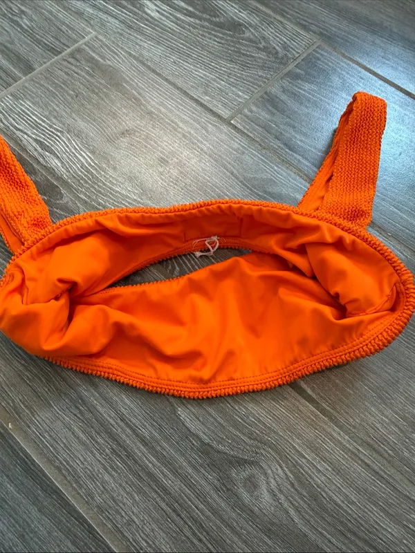 Daily Drills Neon Orange wave Textured Bikini Top size XS/S EUC - Image 3