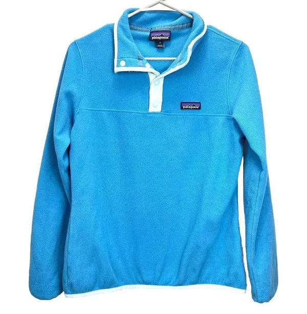 Patagonia Womens Aqua Blue Micro D Snap-T Pullover Fleece SMALL Outdoor Gorpcore - Image 3