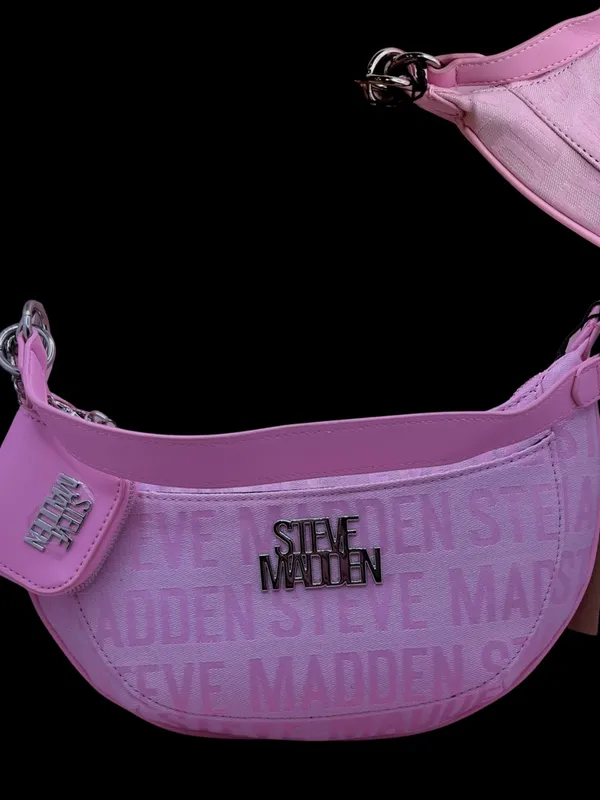 Steve Madden Pink Baguette Shoulder Bag Logo Print NWT - Image 10