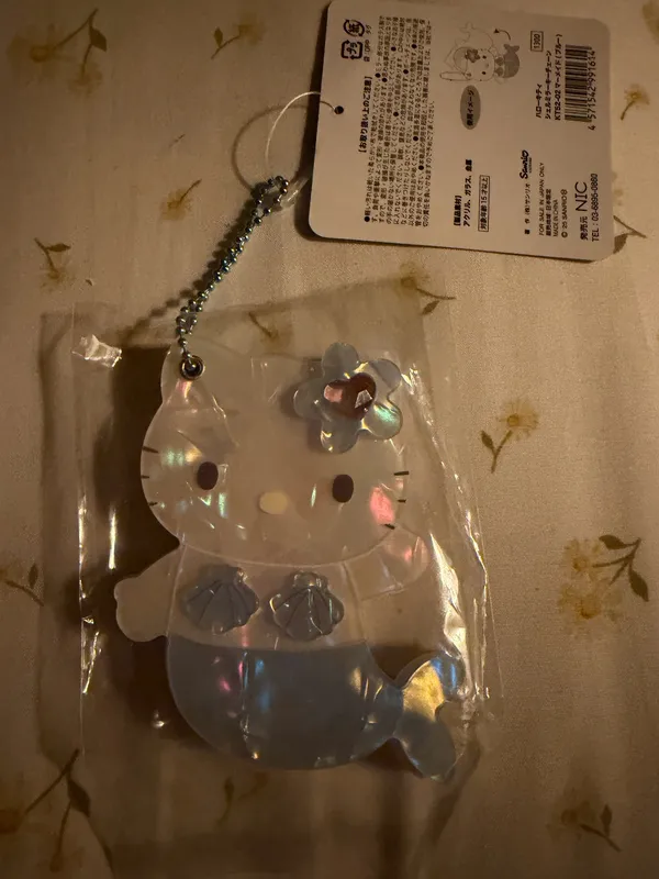 Hello Kitty Mermaid Shell Slide Mirror Charm blue Stone Unopened Sanrio - Image 4