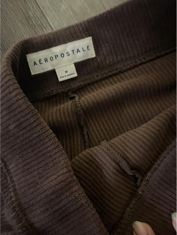 Y2K Aeropostale Flare Leg Brown Ribbed Corduroy Pants Sz M - Image 2