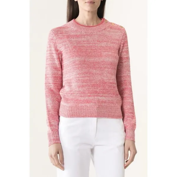 Vanessa Bruno Jaslin Marled Pink Sweater Button Shoulder‎ Baby Alpaca Size S - Image 2