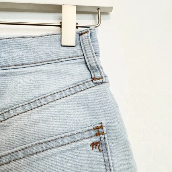 Madewell Mid Length Shorts Size 23 Blue Light Wash High Rise Preppy Coastal Chic - Image 9