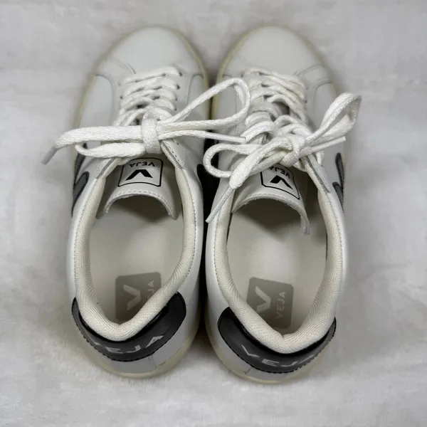 Veja Esplar Leather Sneakers Extra White Black Womens Size 7 EUR 38 Low‎ Top - Image 8