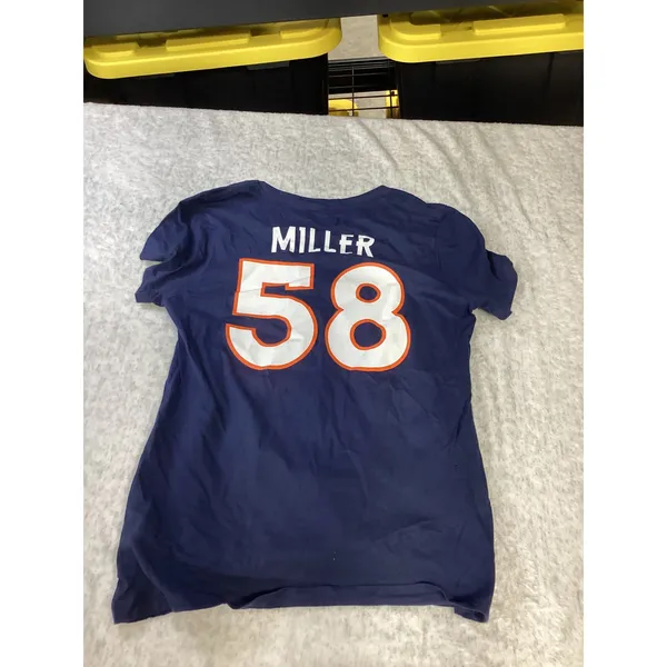 NFL Team‎ Apparel Denver Broncos Von Miller 58 Womens V-Neck T-Shirt Navy Blue M - Image 3