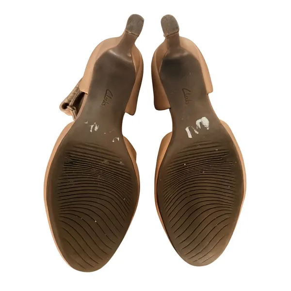 Clarks‎ Collection Women's Tan Leather Cross Strap high Heel Mary Jane Shoe - Image 6