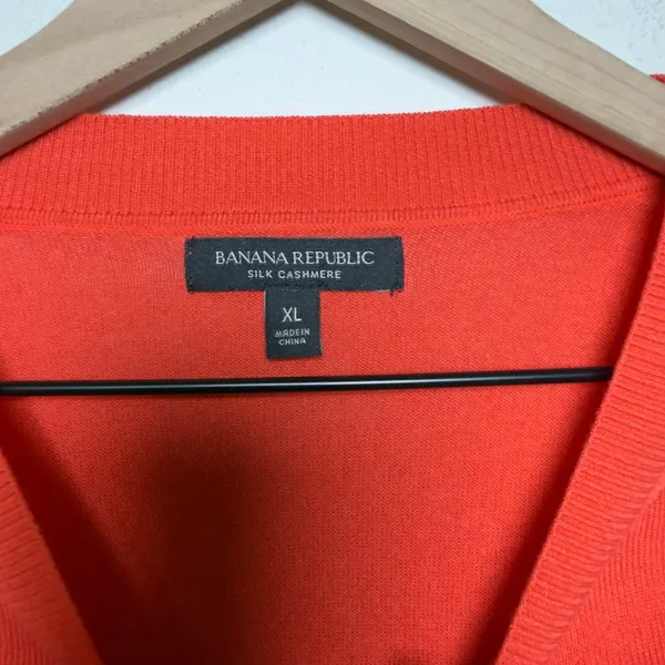 Banana Republic Women Silk Cashmere Sweater XL Red Crewneck Luxury Lightweight - Image 3