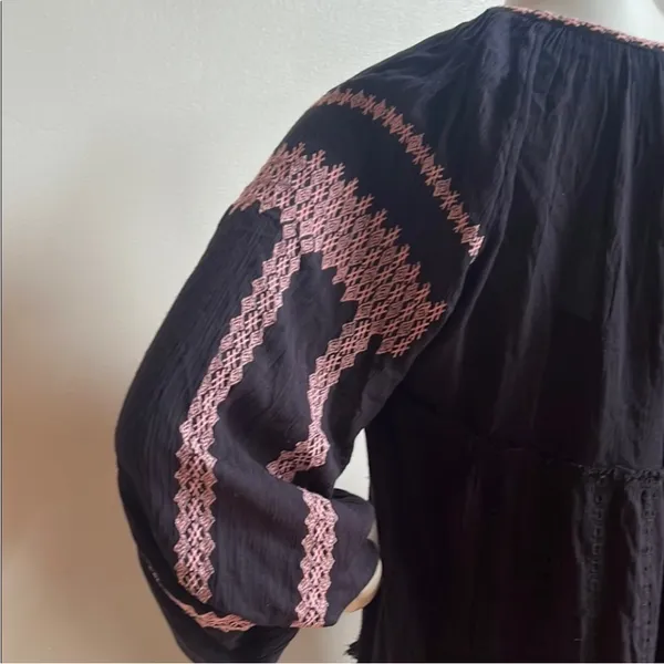 Free People Black Tunic with Pink Accents - Image 4
