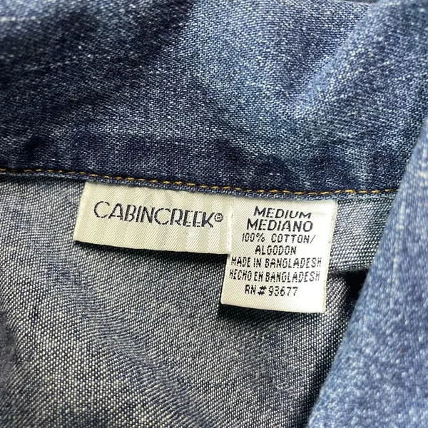 Cabin Creek Embroidered Button Up Denim Chore Jacket Utility Barn Women M Blue - Image 7