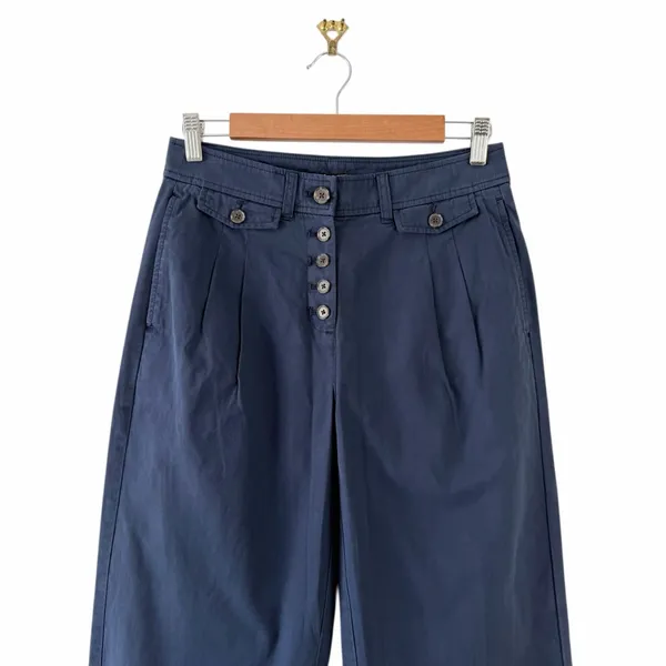 J. Crew Pleated Button Front Pants in Chino Navy Blue Size 2 NWT - Image 2