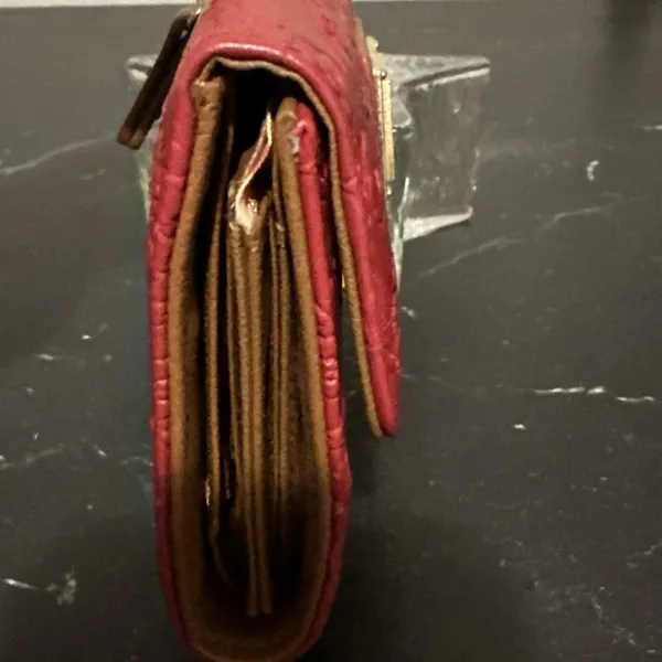 Stone Mountain Red Floral Embossed Trifold Wallet with ID Window and Coin Pocket - Image 3