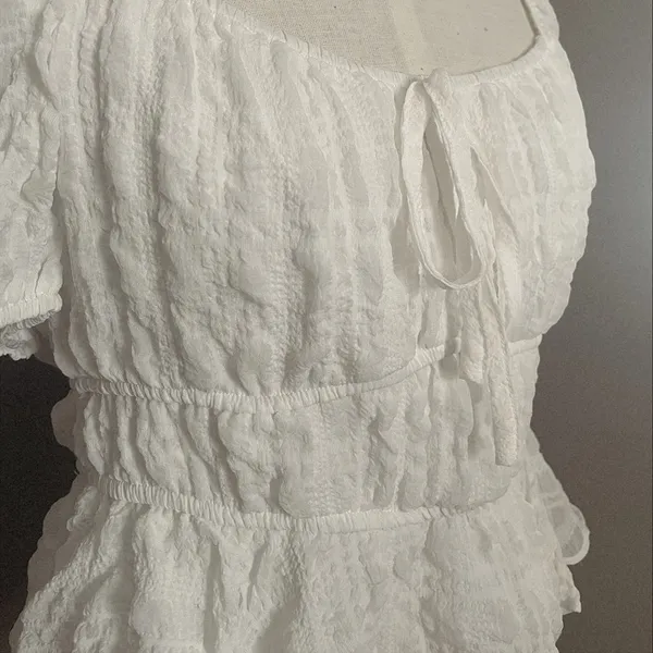 Petal & Pup Puff Sleeve Crop Top White - Image 11