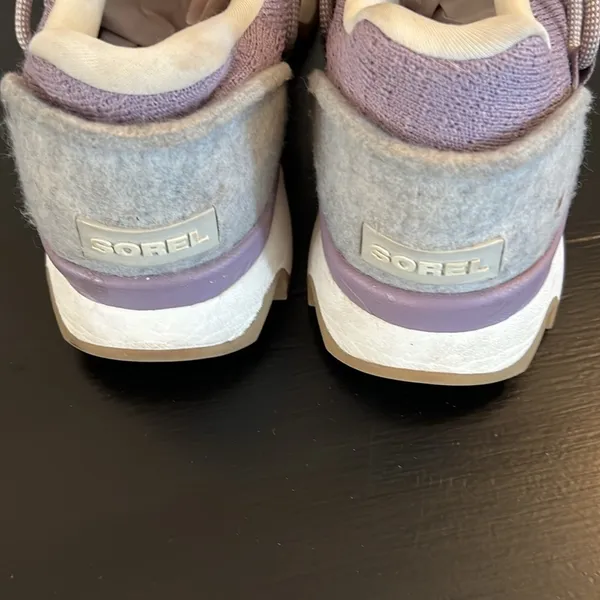 Sorel Kinetic Lite Lace Sneakers Lavender Purple Knit‎ Grey Felt Women 7.5 - Image 4