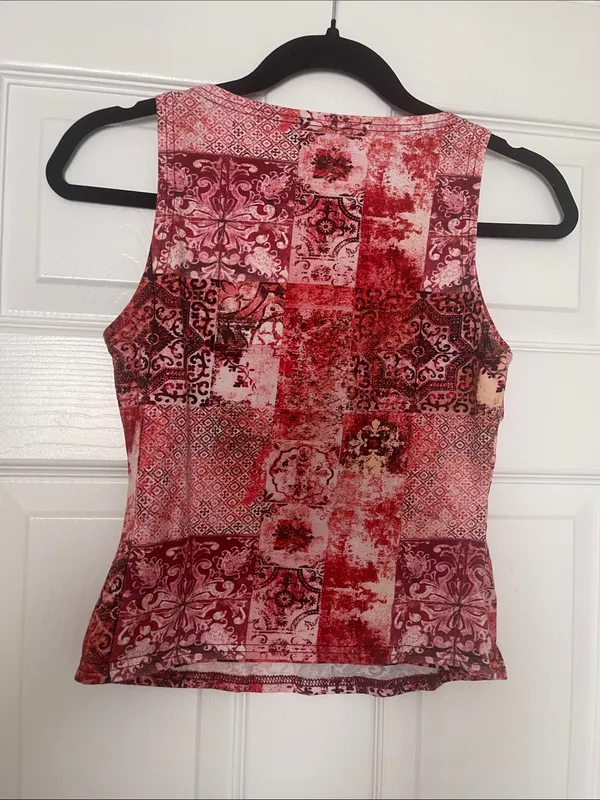 Princess Polly Red Patchwork Print Sleeveless Top - Image 2