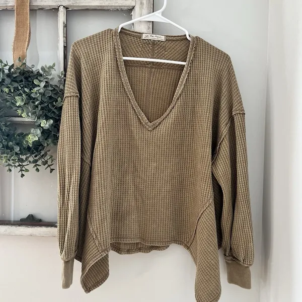 We The Free Tops Free People Women's We The Free Coraline Thermal Camel Tan‎ XS - Image 3