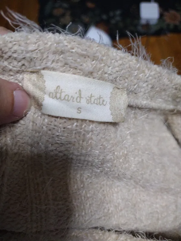 Altar'd State Cream Fuzzy Crewneck Sweater - Image 3