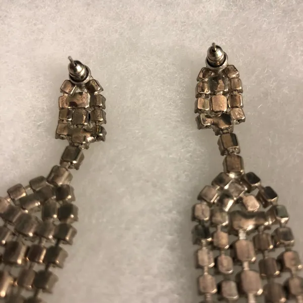 Rhinestone dangly earrings Silver - Image 3