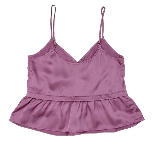 Abercrombie Mauve Pink Spaghetti Strap Peplum Crop‎ Tank Top Size Small - Image 2