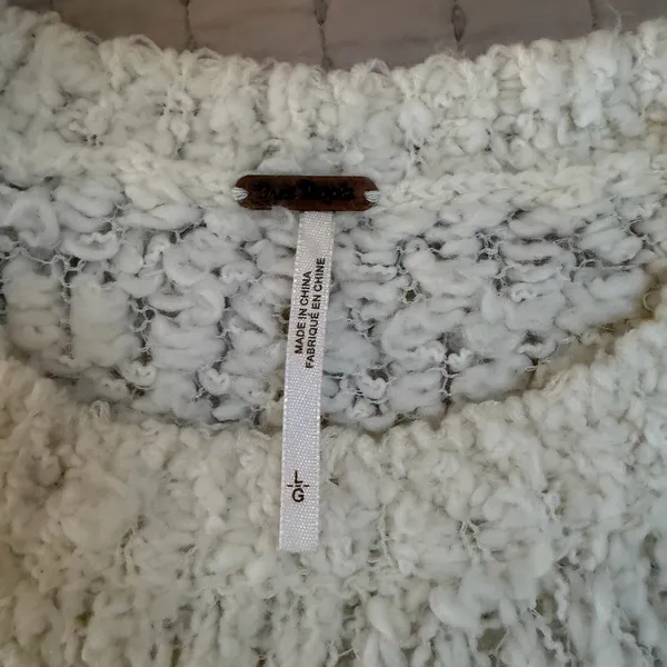 Free People‎ Cozy Cream Textured Sweater Size Large EUC - Image 5