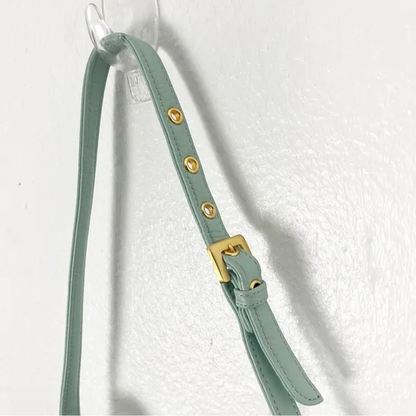 STONE MOUNTAIN Green Soft Leather Adjustable Strap Zipper Closure Shoulder Bag - Image 9