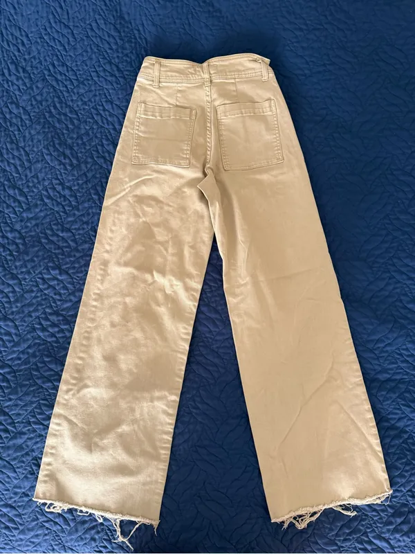 Oat New York High Waist Wide Leg Jeans in Beige / Cream - Image 3