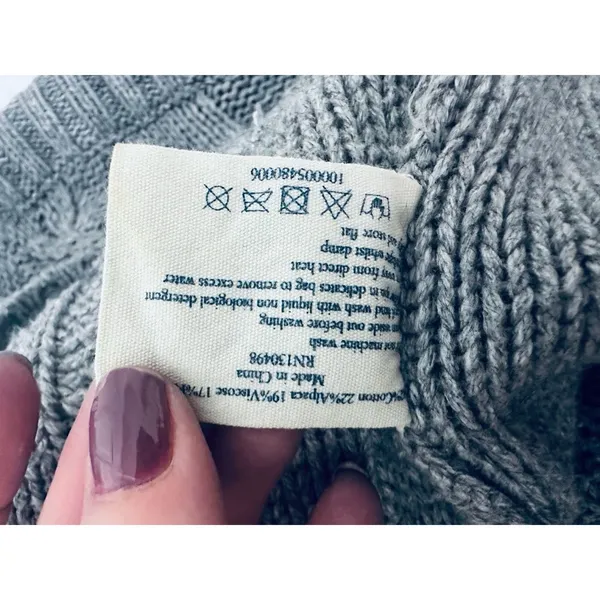 Jack Wills Womens Cable Knit Sweater Size 6 Grey Alpaca‎ Blend Fisherman Preppy - Image 8