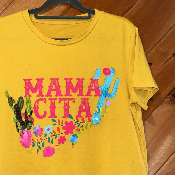“Mamacita” Mama yellow cactus Mexican themed tshirt - Image 3