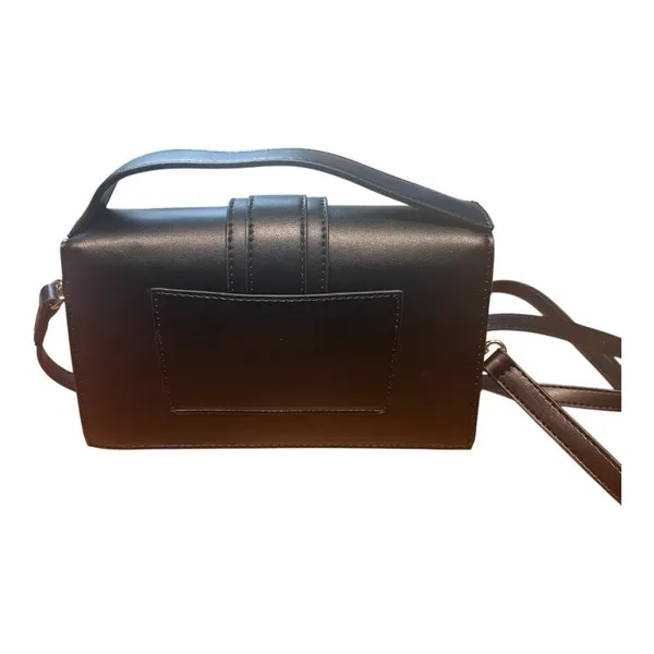 Kayla + Ava Miranda Crossbody Bag Black Faux Leather Vegan Removable Strap - Image 5