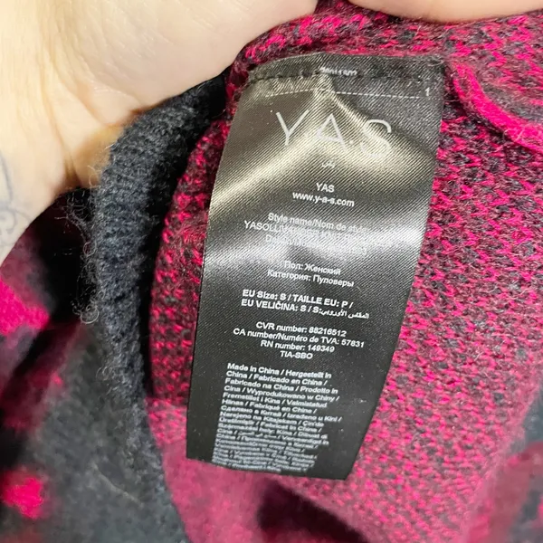 Y.A.S. Yasollie Knit Sweater Pink Grey Abstract‎ Animal Print Mock Neck Small - Image 5