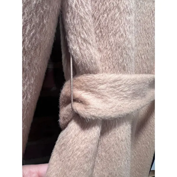JIGOTT Alpaca Wool Wrap Coat - Quiet Luxury Minimalist Belted Trench Small - Image 15