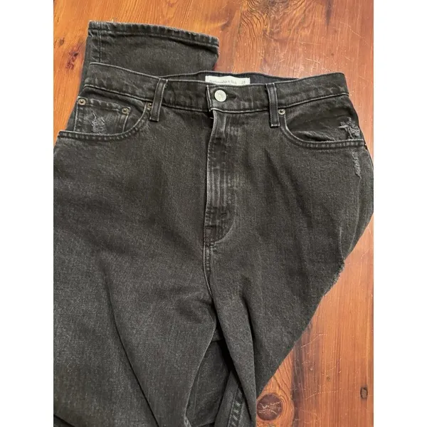 Abercrombie 90's Straight Ultra High Rise Curve Love Jeans Black Size 28 - Image 10