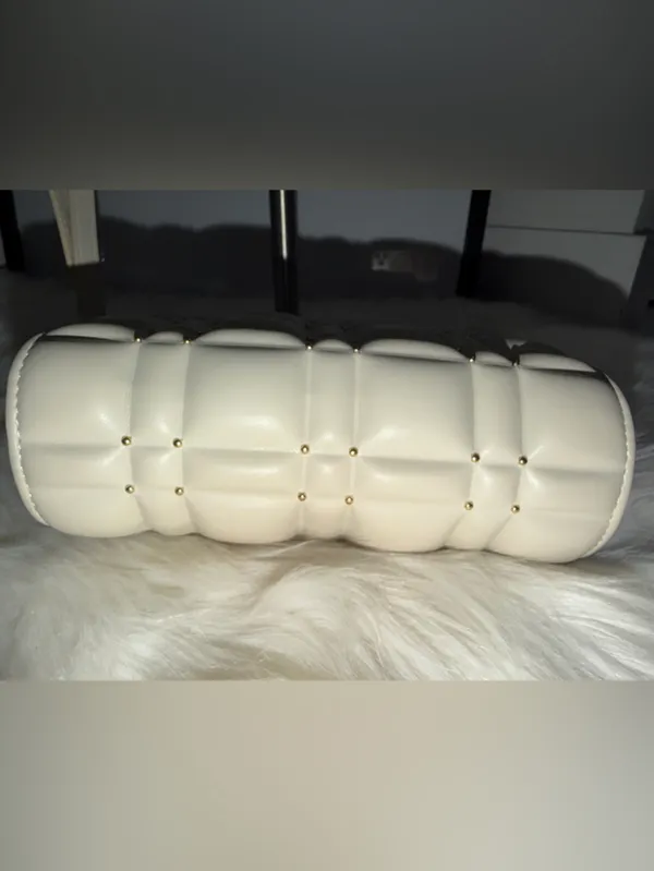 ZARA Cream Quilted Crossbody with Gold Studs and Chain - Image 7