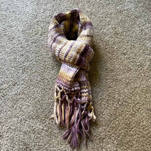 Free People All Mine Woven Scarf NWT Purple and Yellow - Image 4
